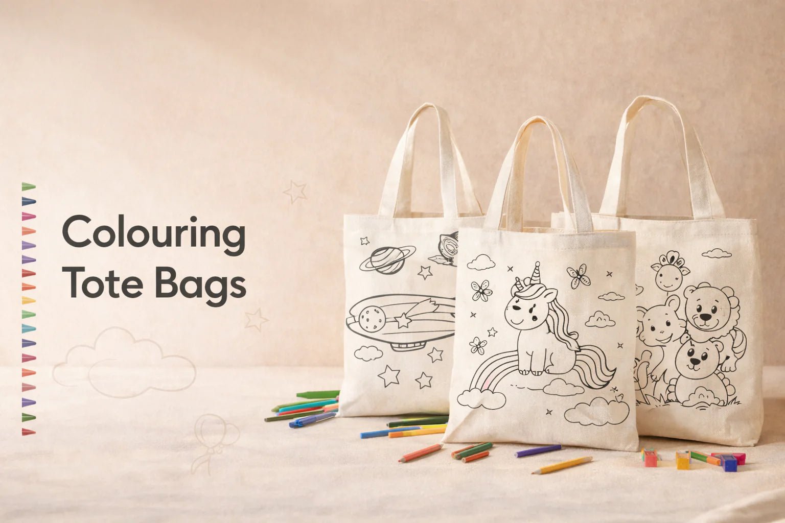 Tote Bags for Kids to Colour – Fun, Washable, Customisable Canvas