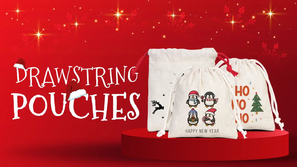 New Year Drawstring Pouches
