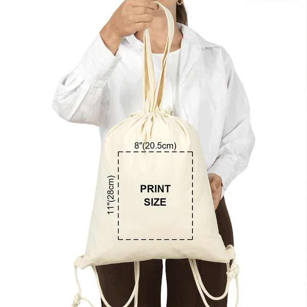 Christmas Drawstring Backpack Print Size 8" × 11" (20.5 × 28 cm) on the Front - Pamusan.com