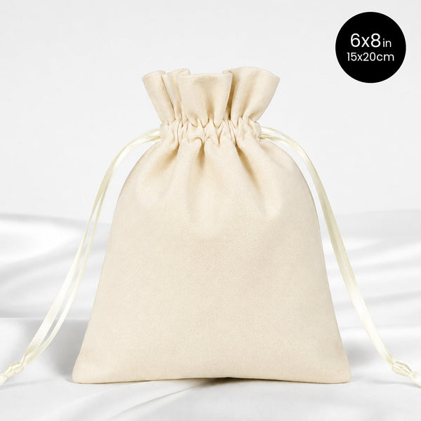 Natural Velvet Drawstring Pouch – 6" × 8" (15 × 20 cm) - Pamusan.com