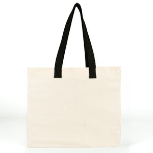 Large blank cotton tote bag side view showing 6 inch full gusset depth
