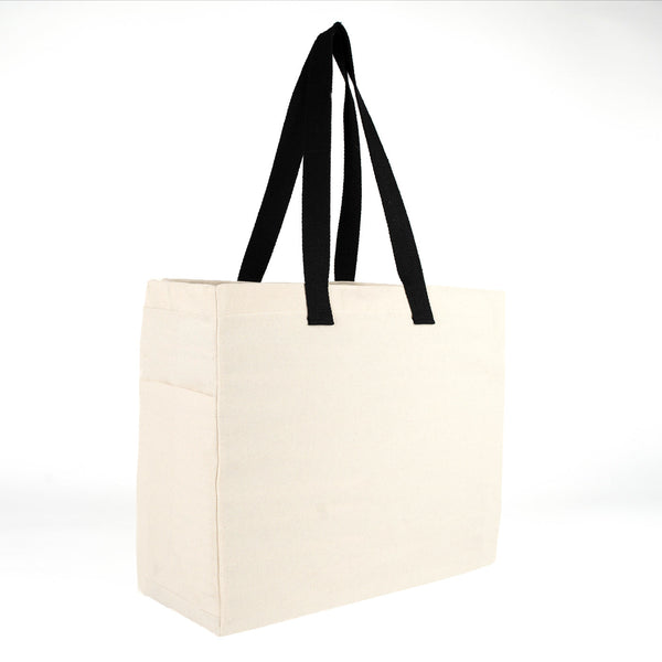 Natural cotton tote bag 40x35x15 cm shown open from above