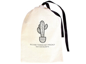 Bachelorette Birthday Party - Cotton Fabric Hangover bags with Black Ribbon - Wedding Recovery Kit - Pamusan.com