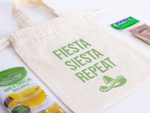 Bachelorette Party Hangover Kit Bags - Fiesta Siesta - Raw Cotton - 6" x 8" - Recovery Survival - Pamusan.com