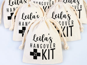 Birthday Hangover kit Bags, Recovery Kit Party Custom Name Print, Organic Cotton Drawstring Pouchs Bag - Pamusan.com