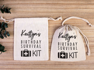 Birthday Party Pouch Bags - Recovery Kit Party Bachelorette Custom Name Print, Organic Cotton Drawstring Pouchs Bag - Pamusan.com