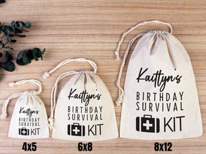 Birthday Party Pouch Bags - Recovery Kit Party Bachelorette Custom Name Print, Organic Cotton Drawstring Pouchs Bag - Pamusan.com