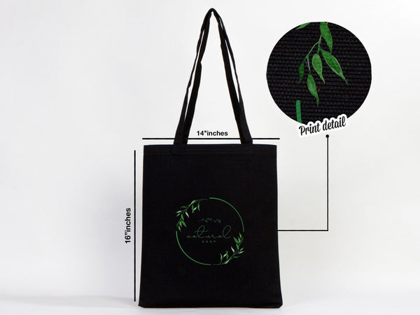 Black Canvas Tote Bag – Large 14"x16" Eco - Friendly Cotton Shopping Bag - Pamusan.com