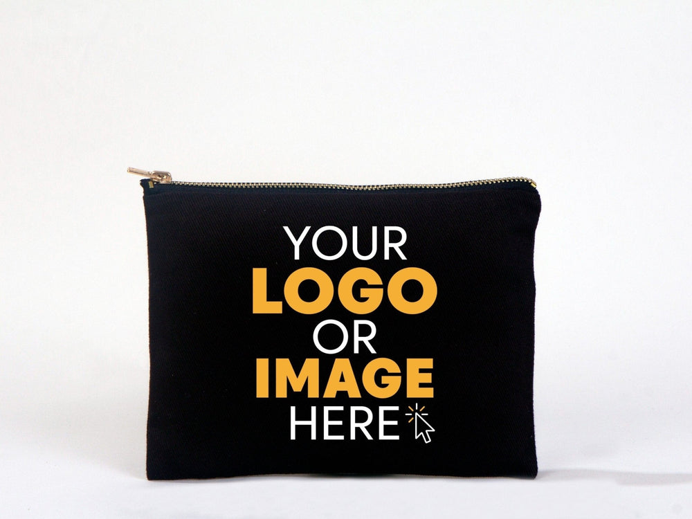Black Clutch Bag 8"x6" – Custom Logo Cosmetic & Personalized Makeup Pouch for Bridesmaids - Pamusan.com