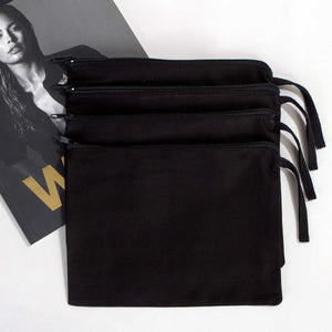 Black Cotton Clutch Pouch – 10" × 7" (25 × 18 cm) - Pamusan.com