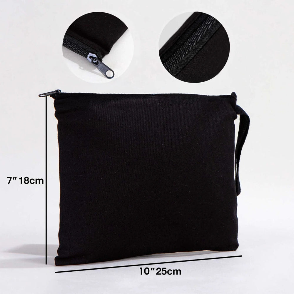 Black Cotton Clutch Pouch – 10" × 7" (25 × 18 cm) - Pamusan.com