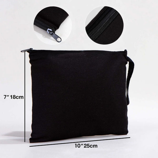 Black Cotton Clutch Pouch – 10" × 7" (25 × 18 cm) - Pamusan.com