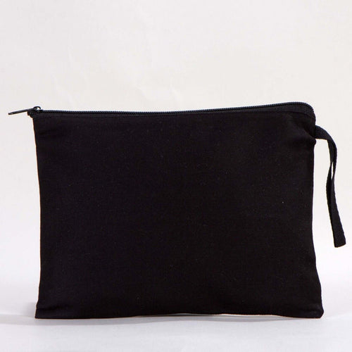 Black Cotton Clutch Pouch – 10" × 7" (25 × 18 cm) - Pamusan.com