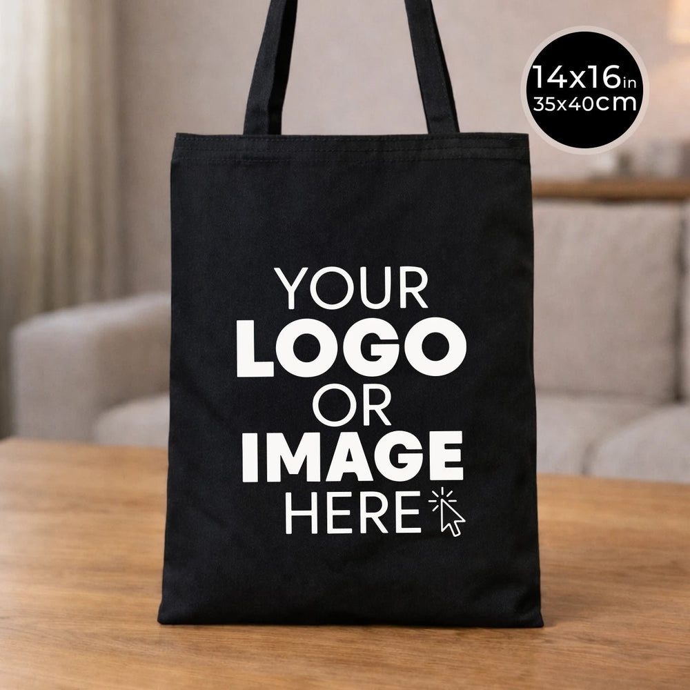Black Cotton Tote Bag – 14"x16" Reusable Custom Print Canvas Bag Wholesale - Pamusan.com
