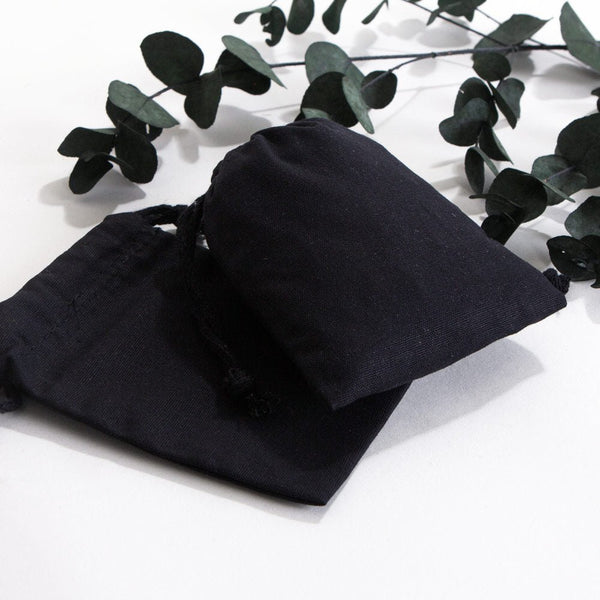 Black Fabric Drawstring Pouch 4"x5" – Reusable Cotton Bag - Pamusan.com