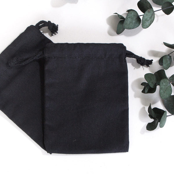 Black Fabric Drawstring Pouch 4"x5" – Reusable Cotton Bag - Pamusan.com