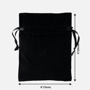Black Velvet Drawstring Pouch – 6" × 8" (15 × 20 cm) - Pamusan.com