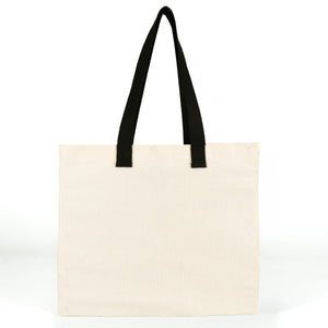 Blank Canvas Tote Bags 16"W x 14"H x 6"L – Two Side Pockets, Black Woven Handles, Full 6" Gusset – 450 gsm Cotton - Pamusan.com