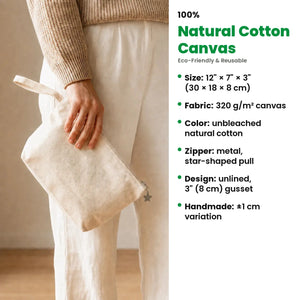 Canvas zipper pouch 12" x 7" x 3", 320 g/m² cotton canvas – Pamusan.com