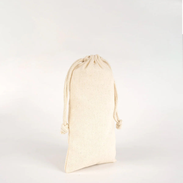 Blank Cotton Drawstring Pouch – 4"x8" (10x20 cm) Natural Muslin Favor Bag - Pamusan.com