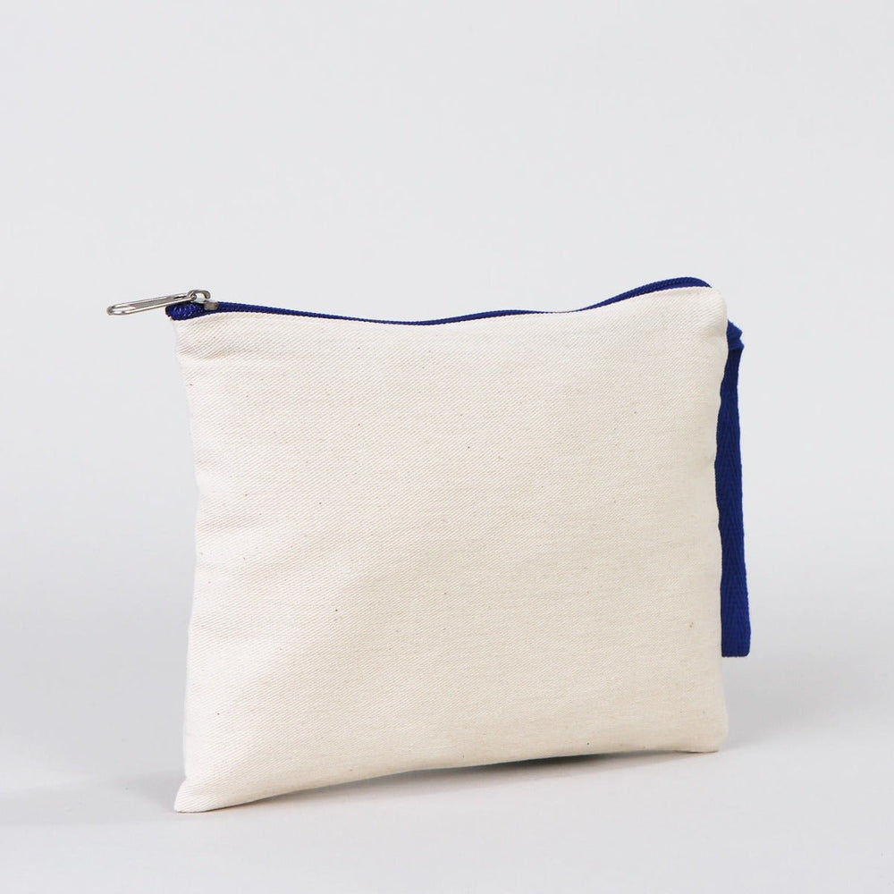 Blank Dark Blue Zippered Clutch Bag – 8"x6" Cotton Pouch - Pamusan.com