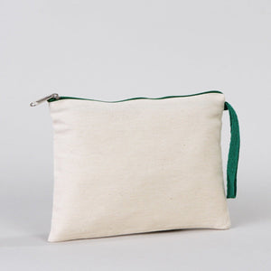 Blank Green Zippered Cotton Pouch – 8"x6" Plain & Durable Clutch Bag - Pamusan.com