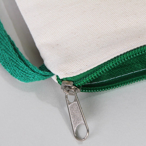 Blank Green Zippered Cotton Pouch – 8"x6" Plain & Durable Clutch Bag - Pamusan.com