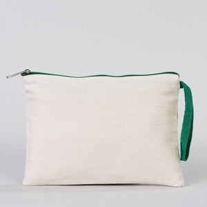 Blank Green Zippered Cotton Pouch – 8"x6" Plain & Durable Clutch Bag - Pamusan.com