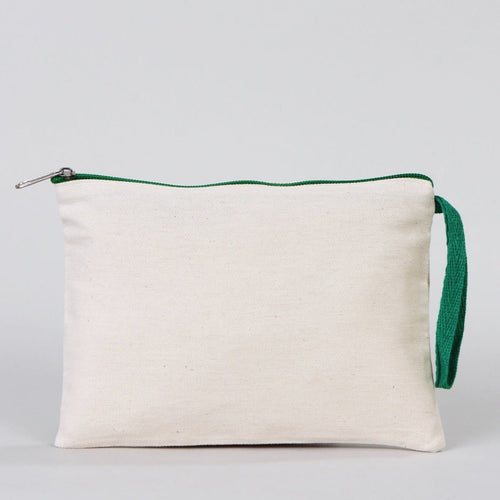 Blank Green Zippered Cotton Pouch – 8"x6" Plain & Durable Clutch Bag - Pamusan.com