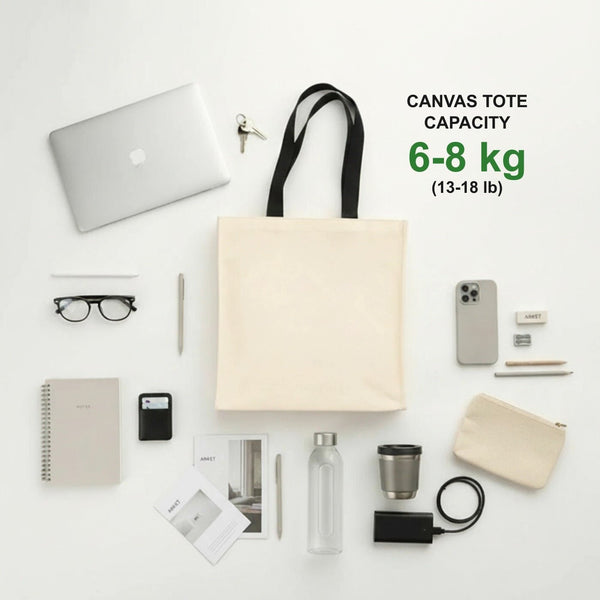 Blank Large Canvas Tote Bag with Woven Handles – 14.5"x14.5"x5.5" (37x37x14 cm) - Pamusan.com