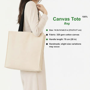 Blank Large Canvas Tote Bag with Woven Handles – 14.5"x14.5"x5.5" (37x37x14 cm) - Pamusan.com