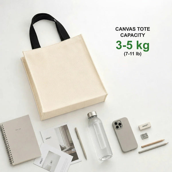 Blank Natural Canvas Tote Bag – Small 9"x10"x4" (22x25x10 cm) - Pamusan.com