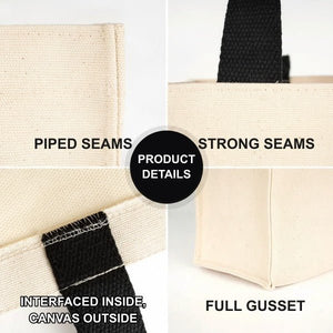 Blank Natural Canvas Tote Bag – Small 9"x10"x4" (22x25x10 cm) - Pamusan.com
