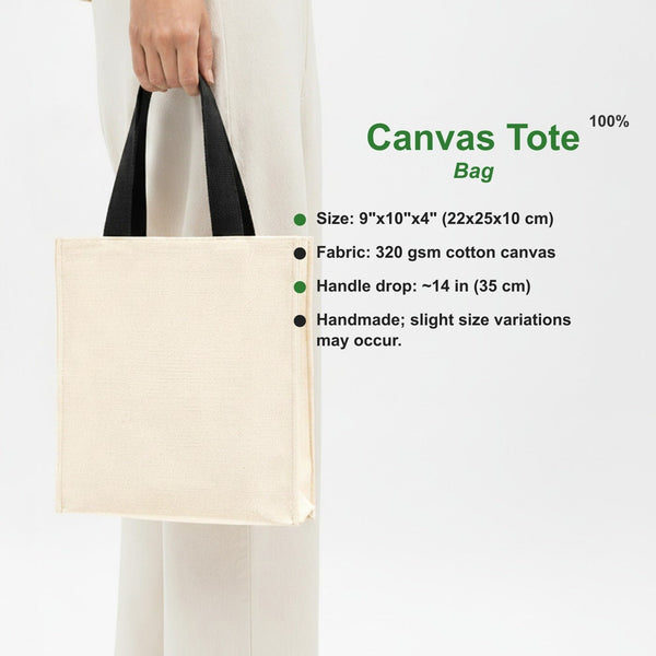 Blank Natural Canvas Tote Bag – Small 9"x10"x4" (22x25x10 cm) - Pamusan.com
