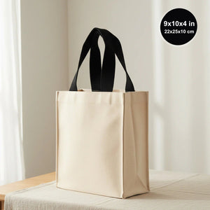 Blank Natural Canvas Tote Bag – Small 9"x10"x4" (22x25x10 cm) - Pamusan.com