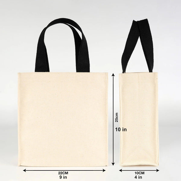 Blank Natural Canvas Tote Bag – Small 9"x10"x4" (22x25x10 cm) - Pamusan.com