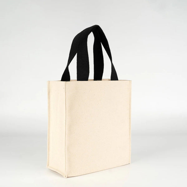 Blank Natural Canvas Tote Bag – Small 9"x10"x4" (22x25x10 cm) - Pamusan.com