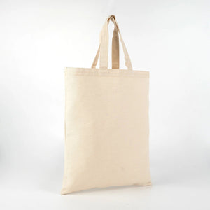 Blank Short Handle Tote Bag 12"x14" – Natural Cotton, 6 oz Gabardine Fabric - Pamusan.com