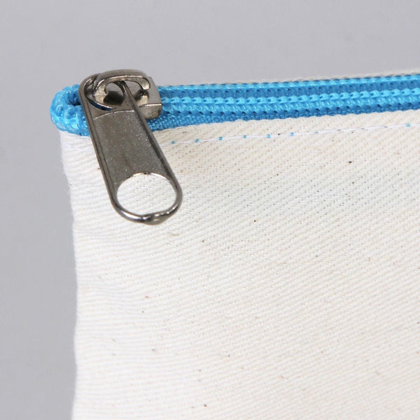 Blank Turquoise Zippered Clutch Bag – 8"x6" Reusable Cotton Pouch - Pamusan.com