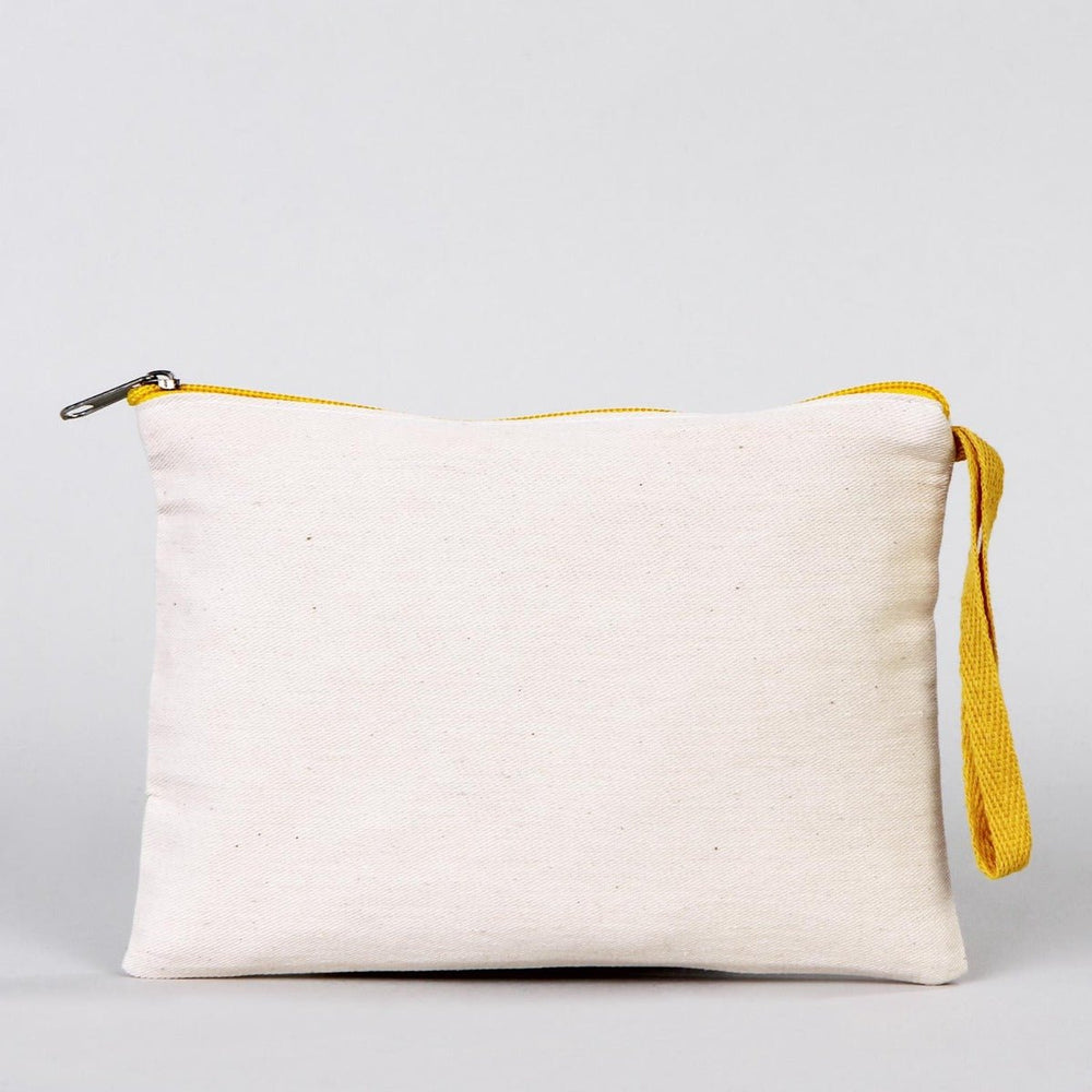 Blank Yellow Zippered Clutch Bag – 8"x6" Plain Cotton Pouch, Durable & Stylish - Pamusan.com