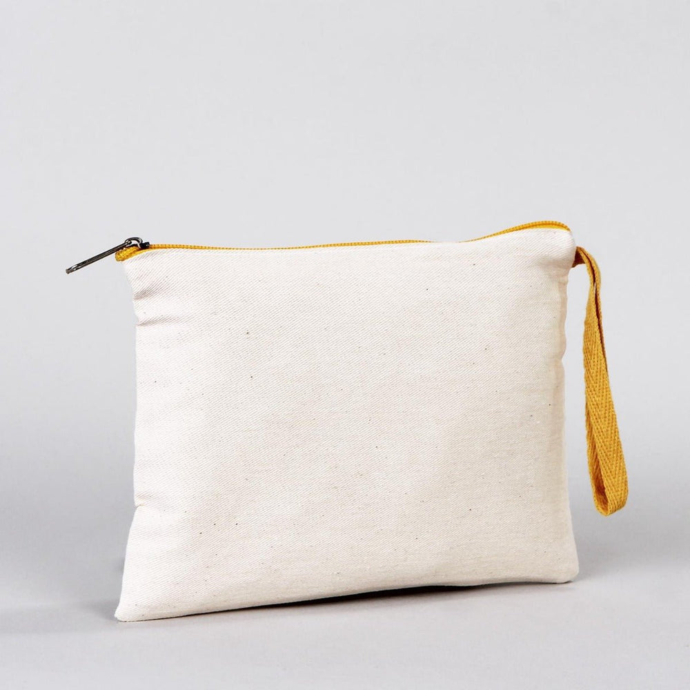 Blank Yellow Zippered Clutch Bag – 8"x6" Plain Cotton Pouch, Durable & Stylish - Pamusan.com