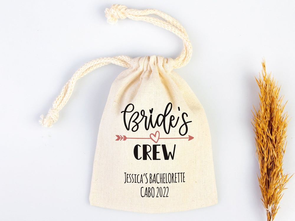 Bride’s Crew Favor Bags – Custom Bachelorette Party Cotton Pouches - Pamusan.com