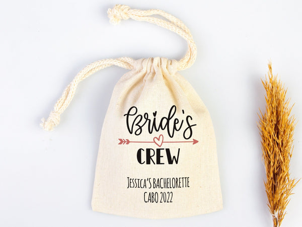 Bride’s Crew Favor Bags – Custom Bachelorette Party Cotton Pouches - Pamusan.com