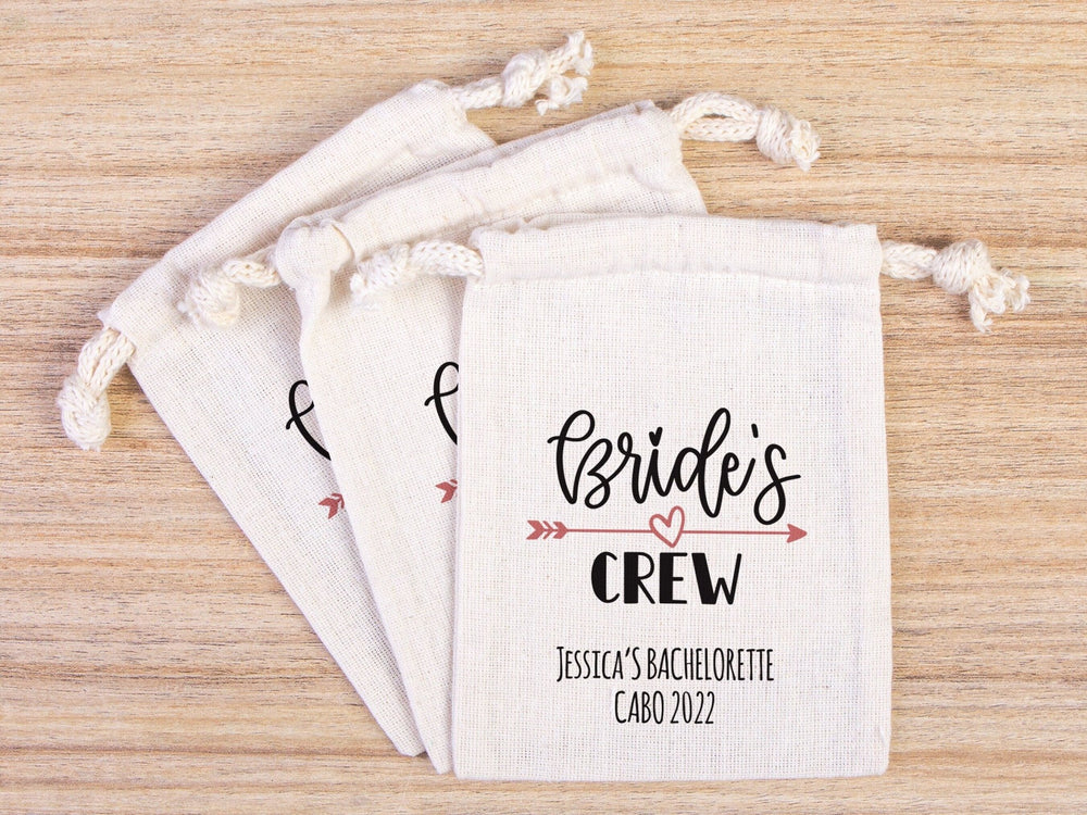 Bride’s Crew Favor Bags – Custom Bachelorette Party Cotton Pouches - Pamusan.com