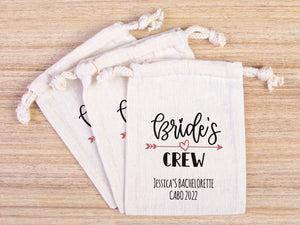 Bride’s Crew Favor Bags – Custom Bachelorette Party Cotton Pouches - Pamusan.com