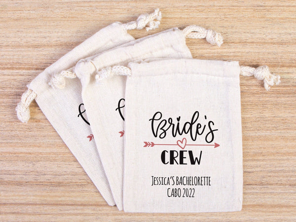 Bride’s Crew Favor Bags – Custom Bachelorette Party Cotton Pouches - Pamusan.com