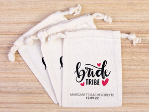 Bride’s Tribe Hangover Pouches, Bachelorette Party Favor Recovery Kit – Personalized Cotton Drawstring Bags - Pamusan.com