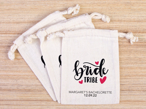 Bride’s Tribe Hangover Pouches, Bachelorette Party Favor Recovery Kit – Personalized Cotton Drawstring Bags - Pamusan.com