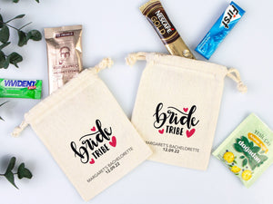 Bride’s Tribe Hangover Pouches, Bachelorette Party Favor Recovery Kit – Personalized Cotton Drawstring Bags - Pamusan.com