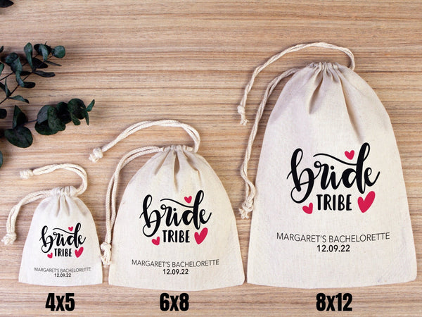 Bride’s Tribe Hangover Pouches, Bachelorette Party Favor Recovery Kit – Personalized Cotton Drawstring Bags - Pamusan.com